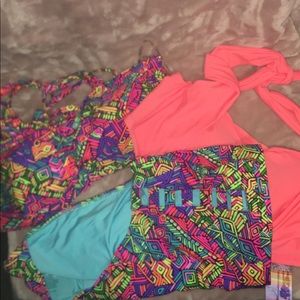 Neon bikini set with two bikini tops